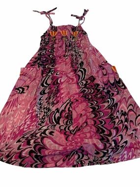 Raj Kids Pink Floral Tie Strap Dress 4-5Y 100% Cotton Boutique NWT